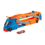 Hot Wheels-Transporteur de Piste de Vitesse-Coffret avec Lanceur, Espace de Stockage pour Un Maximum de 9 Voitures à l’échelle 1/64, HYT83