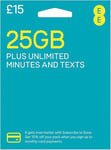 EE Sim Cards, UNLIMITED Calls/Texts 25GB Pay As You Go, NEW OFFICIAL SEALED PACK