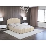 Lit coffre en velours beige 160x200 cm elvira