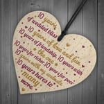 10th Wedding Anniversary 10 Year Tin Handmade Wooden Heart First Wedding Gifts