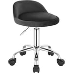 Woltu - Tabouret de Bureau avec Dossier Chaise d'ordinateur à roulettes, Réglable en Hauteur 43-54, 5cm, Gris foncé