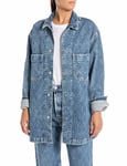 Replay Veste en Jean pour Femme en denim Confort, Bleu (Bleu Moyen 009), Xl