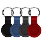 4 Pack Silicone Case for Airtags 2021,Airtag Keyring Airtag Keychain Protective Cover with Keychain Ring for Airtag,AirTags Holder Washable Anti-lost (red, black, navy blue, gray)