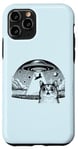 Coque pour iPhone 11 Pro Alien Cat Meme - Drôle de vaisseau spatial OVNI