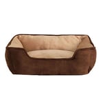 lionto Panier Chien 2-en-1 lit Chien Coussin réversible, (M) 80x60 cm Marron/Beige