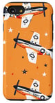 Coque pour iPhone SE (2020) / 7 / 8 Drapeau américain minimaliste orange tropical P-51 Mustang de la Seconde Guerre mondiale