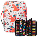 JAKAGO Trousse Crayon de Couleur 220 Grande Trousse Scolaire avec Poignée Solide,Portable étanche Sac a Crayon Idéal pour Excellent Cadeau Femme/Homme/étudiant/Artiste (Squirrel)