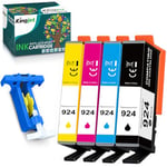 KINGJET 924 Ink Cartridges for HP 924 Ink Cartridges Multipack Compatible with HP OfficeJet Pro 8120 OfficeJet Pro 8122e 8124e 8125e 8132e 8134e 8135e All-in-One Printer (Chip Not Included)