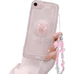 Kompatibel med iPhone-fodral, Sött 3D Rosa Rosett Slank Genomskinlig Estetisk Design Kvinnor Flickor Glittrande Skyddande Telefonfodral för iPhone iPhone7/8