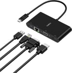 Usb-C Multimedia Adapter(Gbe,Hdmi,Vga,Usb-A),Blk