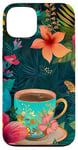 Coque pour iPhone 13 White Pop Art Tropical Magic Book Floral Coffee Books