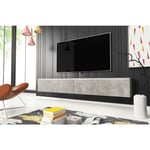 Meuble tv Lowboard d 180 cm, meuble télévision avec éclairage led, meuble télévision suspendu, coloris béton