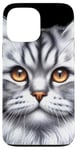 Coque pour iPhone 13 Pro Max Chat tigré argenté x Chat mignon x Chat gris