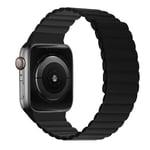 (42mm-44mm-45mm-49mmmusta)Magneettinen silikoniranneke Apple Watch Ranneke 44mm 40mm Series 7 6 5 4 Se Vaihtoranneke Ranneke Iwatchiin 3 2 42mm 38mm - Kellon rannekkeet