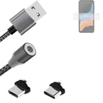 Magnetic charging cable for Samsung Galaxy XCover6 Pro with USB type C and Micro