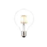 E27 LED Dimmable Edison Screw (ES) Filament Globe Bulbs 95mm, Warm White 2700K, 60W Incandescent Lamp Equivalent, 7W 810 Lumens, Long-Life 15,000 Hours - Pack of 1