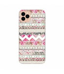 Coque Iphone 11 PRO MAX Fleur aztec chevron tribal shabby chic rose blanc