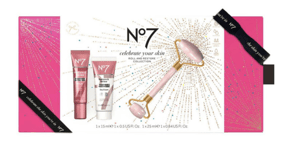 No7 ROLL AND RESTORE GIFT SET Restore & Renew Day Cream Serum Rose Quartz Roller