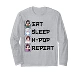 Eat Sleep K-Pop Repeat Anime Fan Korean Music Finger Heart Long Sleeve T-Shirt