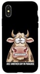 Coque pour iPhone X/XS Just Another Day In Paradise Cow Humour Sarcasme Femmes Hommes