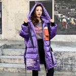 WEIYYY Nouvelle Mode Hiver Longue Doudoune avec Capuche Femme épaisse Manteau des Amoureux Coupe-Vent imperméable Grande Taille Bonne qualité, Violet, M