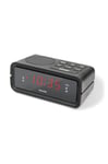 TechniSat DIGICLOCK 2 – Radio-réveil FM compact (Deux alarmes, fonction snooze, écran LCD réglable, alimentation secteur et batterie) noir