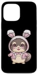 Coque pour iPhone 13 Pro Max Chinchila kawaii avec tenue de lapin