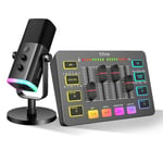 FIFINE USB/XLR Streaming Micro Dynamique, Gaming Audio Mixer, Streaming RGB PC Mixer avec Interface Microphone XLR (AM8 + SC3)