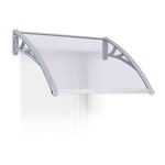 Relaxdays Auvent avant-toit porte transparent en plastique Marquise porte d'entrée HxlxP 19 x 82,5 x 65 cm, gris