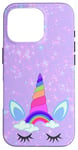 Coque pour iPhone 16 Pro Rainbow Unicorn Purple Phone Case,Starry Pink Blue Unicorn