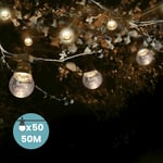 Guirlande Guinguette 50M Transparent - Guirlande Lumineuse Exterieure 50 Bulbes Transparents - Guirlande Guinguette Exterieur 50M + 3M de cable