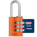 ABUS Cadenas à combinaison 145/20 Orange - Cadenas pour valises, casiers et bien d'autres choses encore. - Cadenas en aluminium - code numérique réglable individuellement - niveau de sécurité 3 ABUS