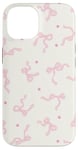 Coque pour iPhone 14 Ruban rose clair avec nœuds pour fille - Couleur pastel