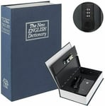 Secret Dictionary Book Travel Safe Security Key Lock Money Cash Box- Navy Blue