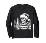 Skeleton Santa Hat Halloween Funny Bones Skull Men Women Long Sleeve T-Shirt