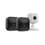 Blink Outdoor with two-year battery life | 2-Camera System (Black) + Blink Mini 2 (White) | HD Smart Security camera, motion detection, Alexa enabled