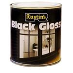 RUSTINS 1L BLACK GLOSS PAINT WOOD & METAL INTERIOR & EXTERIOR TOUGH DURABLE 1LTR