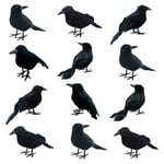 12Pcs Halloween Black Crows Feathered Crows 3 Styles W6Y17524