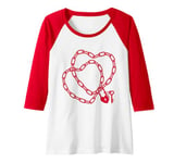 Womens Cute Womens Intertwined Heart Chain Love Lock Valentine' Day Raglan Baseball Tee