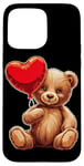 Coque pour iPhone 15 Pro Max Ours en peluche coeur amour joyeux Saint-Valentin