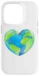 Coque pour iPhone 14 Pro Globe terrestre en forme de cœur