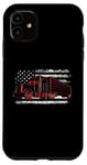 Coque pour iPhone 11 Drapeau américain semi-conducteur 18 roues camionneur patriotique