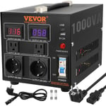 VEVOR Transformateur 220 V⇄110 V Convertisseur de Tension Elevateur Abaisseur 1000 VA Transformateur de Puissance avec 2 Prises US NEMA 5-15R 3