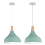 2 pcs lampe suspension moderne créatif éclairage intérieur lustre suspension E27 cuisine restaurant (vert)