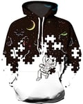 Ocean Plus Hommes 3D Multicolore Sweat à Capuche Crâne Coloré Loup Pull Sweat (L/XL (Tour de Poitrine: 114-134CM), Puzzle Multicolore Astronaute)