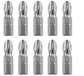 kwb 10-Piece PH2 Bit Set - 25mm Length, 1/4 Hex Shank, Mega Grip Ribs, Universal Screwdriver Set