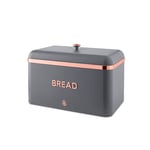 Swan SWKA1018RGN Carlton Bread Bin, Matte Grey and Rose Gold