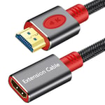 Câble HDMI Rallonge 4K@60Hz, Câble Extension HDMI Mâle vers Femelle à Haute Vitesse, pour TVHD, Xbox One, PS4, Lecteur Blu Ray, Roku Streaming Stick, Chromecast (1M)