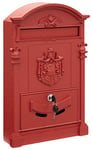 Boîte aux lettres individuelle en aluminium, style classique, Taille L (magazine, enveloppe C4), Grande capacité, Boîte aux Lettres Murale, Facile à Installer, Rouge