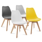 Lot de 4 chaises scandinaves SARA mix color gris foncé, gris clair, blanc et jau